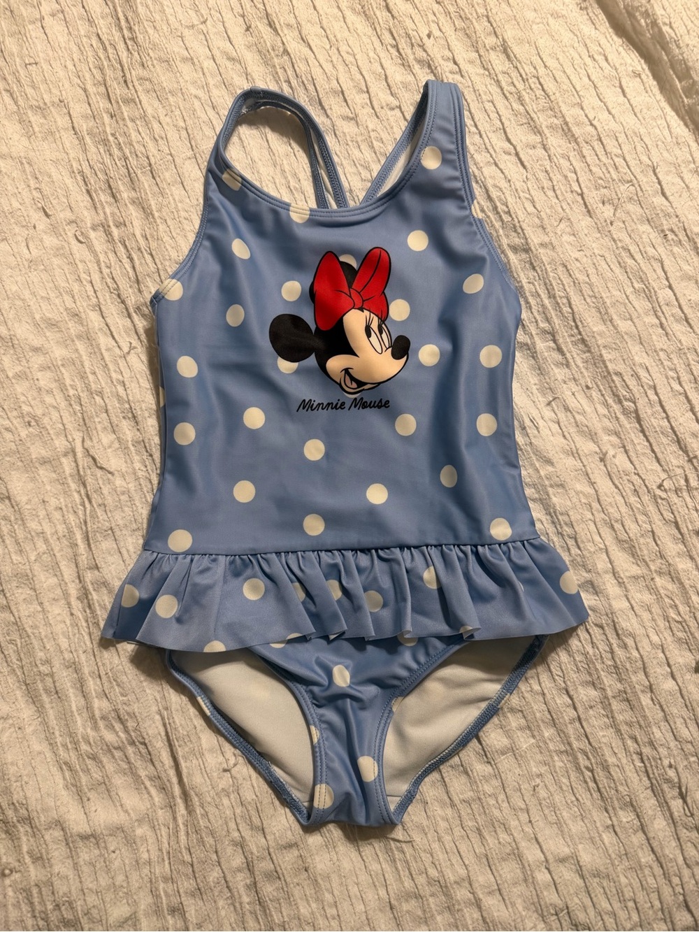 Disney Light Blue Polka Dot Ruffle Swimsuit with Minnie Accent